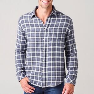 Rails Mens Brushed Lennox Plaid Long Sleeve Button Down Shirt Blue White Large